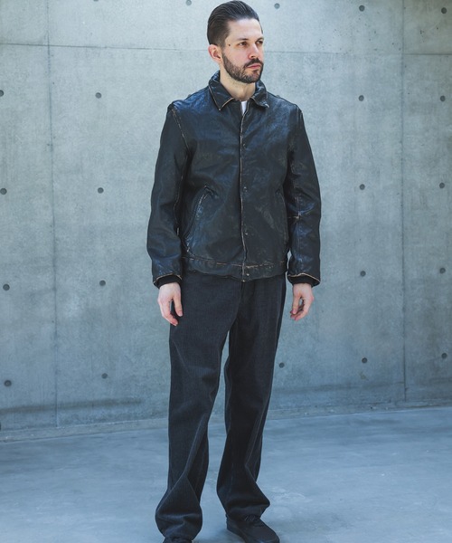MR.OLIVE(ミスターオリーブ)の「VINTAGE CRAFT SHEEP LEATHER / AGED AWARD JACKET /M263116(ライダースジャケット・メンズ・ブラック・LARGE/MEDIUM/SMALL)」の2枚目の写真