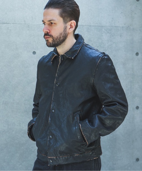 MR.OLIVE(ミスターオリーブ)の「VINTAGE CRAFT SHEEP LEATHER / AGED AWARD JACKET /M263116(ライダースジャケット・メンズ・ブラック・LARGE/MEDIUM/SMALL)」の4枚目の写真