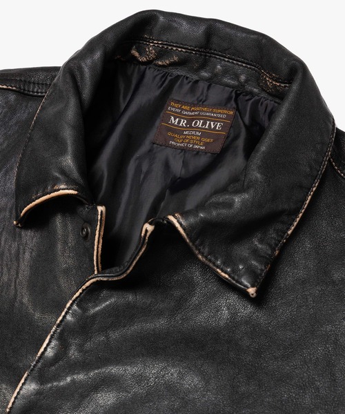 MR.OLIVE(ミスターオリーブ)の「VINTAGE CRAFT SHEEP LEATHER / AGED AWARD JACKET /M263116(ライダースジャケット・メンズ・ブラック・LARGE/MEDIUM/SMALL)」の11枚目の写真