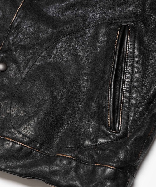 MR.OLIVE(ミスターオリーブ)の「VINTAGE CRAFT SHEEP LEATHER / AGED AWARD JACKET /M263116(ライダースジャケット・メンズ・ブラック・LARGE/MEDIUM/SMALL)」の13枚目の写真