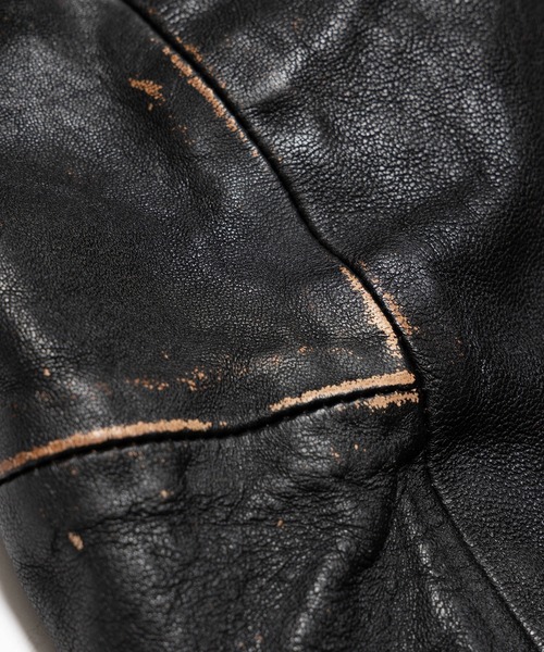MR.OLIVE(ミスターオリーブ)の「VINTAGE CRAFT SHEEP LEATHER / AGED AWARD JACKET /M263116(ライダースジャケット・メンズ・ブラック・LARGE/MEDIUM/SMALL)」の14枚目の写真