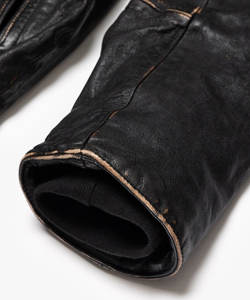 MR.OLIVE(ミスターオリーブ)の「VINTAGE CRAFT SHEEP LEATHER / AGED AWARD JACKET /M263116(ライダースジャケット・メンズ・ブラック・LARGE/MEDIUM/SMALL)」の15枚目の写真