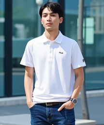 【FILA/フィラ】別注 高機能半袖ポロシャツ DRY 抗菌防臭 吸汗速乾 UVカット ワンポイントロゴ刺繍