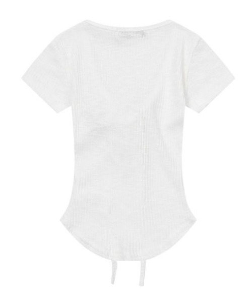 MUCENT(ムセント)の「A'GEM/9 × .kom 『MUCENT/ムセント』 SARON EYELET LACE-UP SLIM FIT HALF TEE/SARONアイレットレースアップスリームフィットTシャツ(Tシャツ/カットソー・レディース・ブラック/グレー/ホワイト・FREE)」の12枚目の写真
