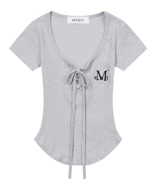 MUCENT(ムセント)の「A'GEM/9 × .kom 『MUCENT/ムセント』 SARON EYELET LACE-UP SLIM FIT HALF TEE/SARONアイレットレースアップスリームフィットTシャツ(Tシャツ/カットソー・レディース・ブラック/グレー/ホワイト・FREE)」の16枚目の写真