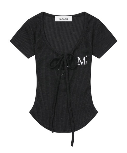 MUCENT(ムセント)の「A'GEM/9 × .kom 『MUCENT/ムセント』 SARON EYELET LACE-UP SLIM FIT HALF TEE/SARONアイレットレースアップスリームフィットTシャツ(Tシャツ/カットソー・レディース・ブラック/グレー/ホワイト・FREE)」の19枚目の写真