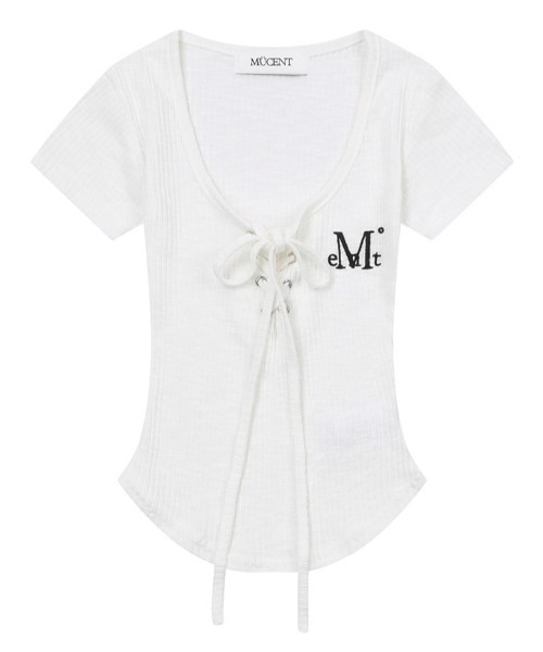 MUCENT(ムセント)の「A'GEM/9 × .kom 『MUCENT/ムセント』 SARON EYELET LACE-UP SLIM FIT HALF TEE/SARONアイレットレースアップスリームフィットTシャツ(Tシャツ/カットソー・レディース・ブラック/グレー/ホワイト・FREE)」の20枚目の写真