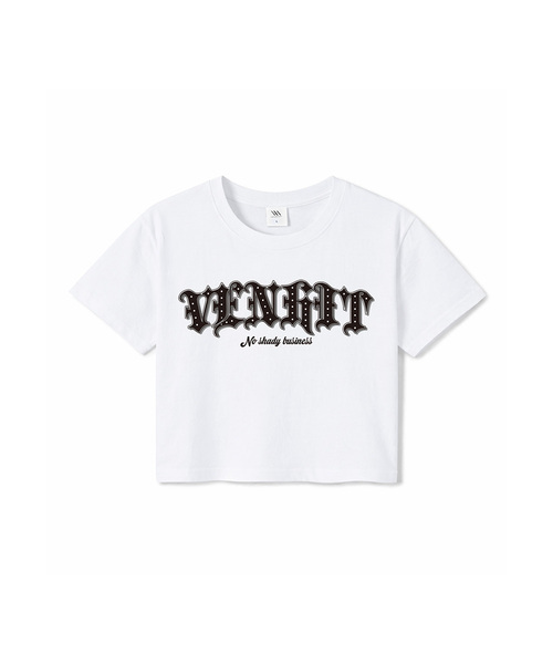 VENHIT(ベンヒット)の「トゥルリー クロップ半袖Tシャツ(Tシャツ/カットソー・レディース・ホワイト/ブラック・SMALL/MEDIUM/LARGE)」の1枚目の写真