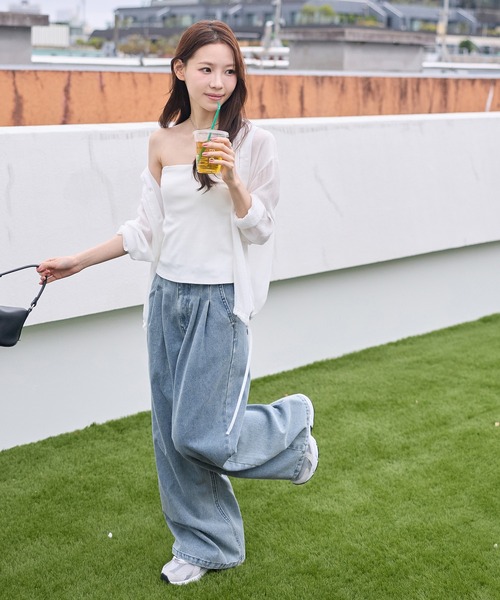 CHAN ME(チャンミ)の「フロントタックデニムパンツ(デニムパンツ・レディース・ライトブルー/インディゴブルー・MEDIUM/LARGE)」の9枚目の写真
