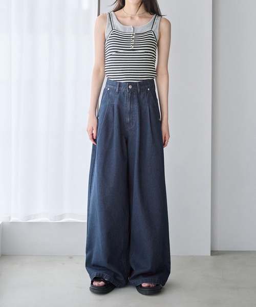 CHAN ME(チャンミ)の「フロントタックデニムパンツ(デニムパンツ・レディース・ライトブルー/インディゴブルー・MEDIUM/LARGE)」の18枚目の写真