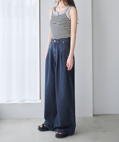 CHAN ME(チャンミ)の「フロントタックデニムパンツ(デニムパンツ・レディース・ライトブルー/インディゴブルー・MEDIUM/LARGE)」の19枚目の写真