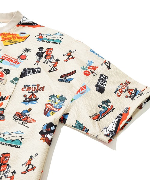 Duckster(ダックスター)の「Duckster/ダックスター 総柄ドロップショルダー S/S TEE(Tシャツ/カットソー・メンズ・ブラック/ベージュ・MEDIUM/LARGE/X-LARGE)」の4枚目の写真