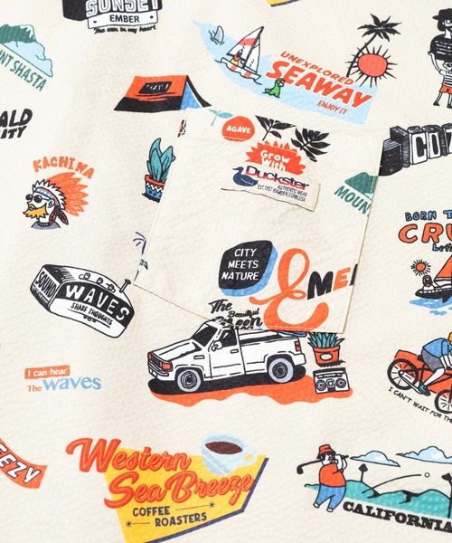 Duckster(ダックスター)の「Duckster/ダックスター 総柄ドロップショルダー S/S TEE(Tシャツ/カットソー・メンズ・ブラック/ベージュ・MEDIUM/LARGE/X-LARGE)」の11枚目の写真