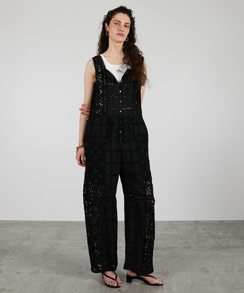 PRANK PROJECT(プランクプロジェクト)の「コットンレースジャンプスーツ / Cotton Lace Jumpsuit(つなぎ/オールインワン・レディース・ホワイト/ブラック・36/38)」の11枚目の写真