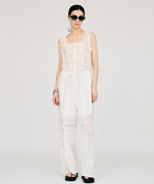 PRANK PROJECT(プランクプロジェクト)の「コットンレースジャンプスーツ / Cotton Lace Jumpsuit(つなぎ/オールインワン・レディース・ホワイト/ブラック・36/38)」の5枚目の写真