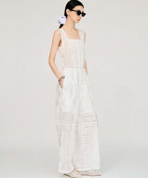 PRANK PROJECT(プランクプロジェクト)の「コットンレースジャンプスーツ / Cotton Lace Jumpsuit(つなぎ/オールインワン・レディース・ホワイト/ブラック・36/38)」の4枚目の写真