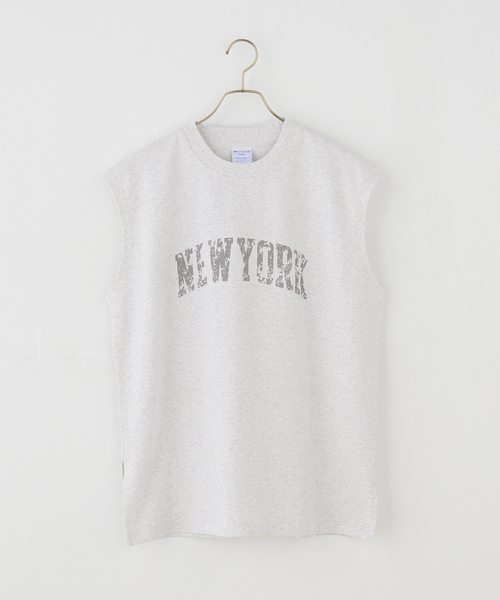 Champion(チャンピオン)の「ウォッシャブル / Champion / チャンピオン SLEEVELESS SHIRT(Tシャツ/カットソー・レディース・サックスブルー/ネイビー/ピンク/ライトグレー/ブラック系その他・FREE)」の2枚目の写真
