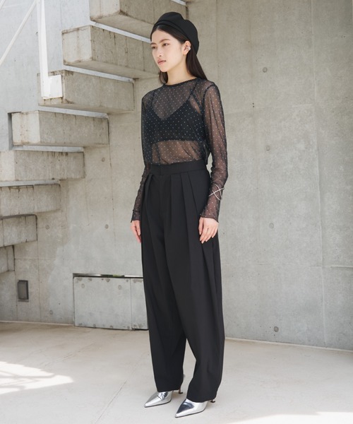 SOEMIN(ソミン)の「Basic slacks/ベーシックタックパンツ(スラックス・レディース・ブラック/ベージュ・FREE)」の14枚目の写真