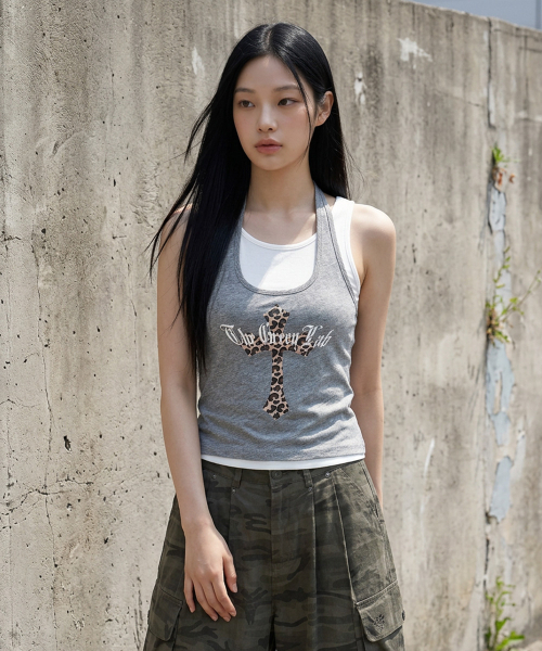 THE GREEN LAB（ザグリーンラボ）の「ホルターネックレイヤードトップセット[メランジグレー]（Tシャツ/カットソー・レディース・その他・FREE）」の2枚目の写真