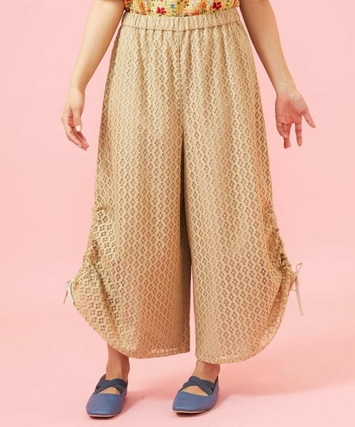 Jocomomola（ホコモモラ）の「Ola レースワイドパンツ（その他パンツ・レディース・ブラック/ベージュ・40/38）」の3枚目の写真