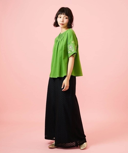 Jocomomola（ホコモモラ）の「Ola レースワイドパンツ（その他パンツ・レディース・ブラック/ベージュ・40/38）」の8枚目の写真