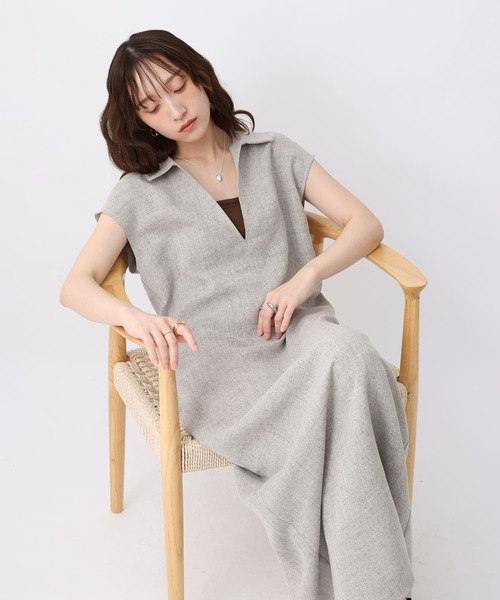 NOAHL(ノアル)の「【NOAHL】リネンライクスキッパーノースリーブワンピース(ワンピース・レディース・グレー系/ベージュ系/ブラック・L/S/M)」の3枚目の写真