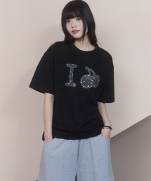 KIRSH | アイラブキルシデニムアプリケTシャツ[ブラック](Tシャツ/カットソー)