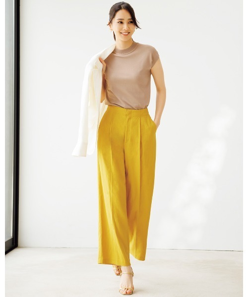 DoCLASSE( ドゥクラッセ)の「リネン混・タックワイドパンツ(その他パンツ・レディース・マスタード・11/13/15 /9)」の1枚目の写真