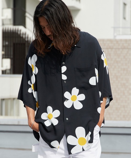 DAN RIVER(ダンリバー )の「DAN RIVER/ダンリバー PRINTED BOX SHIRT ドレープ ボックスシャツ メンズ レディース ユニセックス 秋 秋服 2026年秋冬(シャツ/ブラウス・メンズ・ブラック/ブラック系1/ブラック系2・M/S/L)」の2枚目の写真