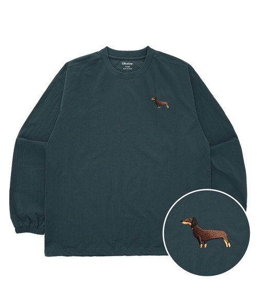 OKSTAR（オクスター）の「ダックスフント刺繍ウーブンスウェット（スウェット・レディース・ブルー/ベージュ/ブラック・2XL/LARGE/MEDIUM/X-LARGE）」の3枚目の写真