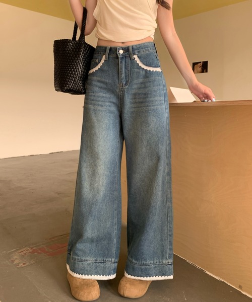 AMAJI(アマジ)の「ハイウエスト デニム ワイドパンツ(その他パンツ・レディース・ブルー・SMALL/MEDIUM/LARGE/X-LARGE)」の2枚目の写真