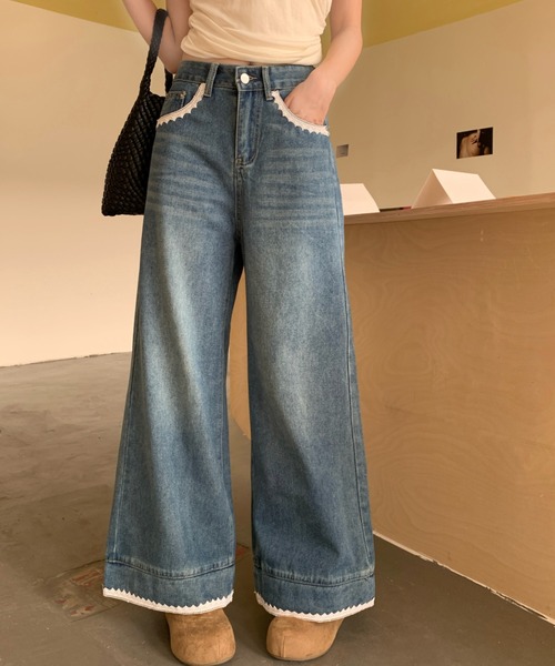AMAJI(アマジ)の「ハイウエスト デニム ワイドパンツ(その他パンツ・レディース・ブルー・SMALL/MEDIUM/LARGE/X-LARGE)」の3枚目の写真