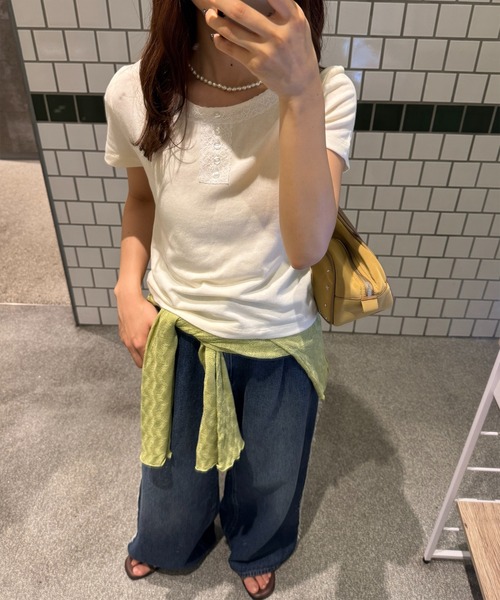 DISCOAT(ディスコート)の「【umm.】レースヘンリー半袖プルオーバー(Tシャツ/カットソー・レディース・グレー/アイボリー/ネイビー・FREE)」の15枚目の写真