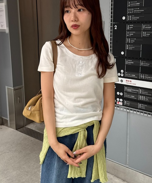 DISCOAT(ディスコート)の「【umm.】レースヘンリー半袖プルオーバー(Tシャツ/カットソー・レディース・グレー/アイボリー/ネイビー・FREE)」の17枚目の写真