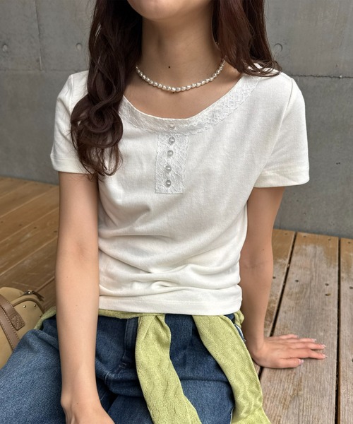 DISCOAT(ディスコート)の「【umm.】レースヘンリー半袖プルオーバー(Tシャツ/カットソー・レディース・グレー/アイボリー/ネイビー・FREE)」の18枚目の写真