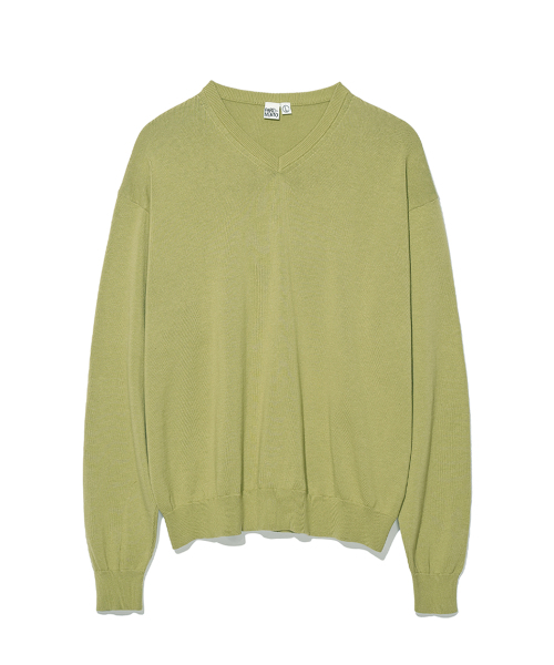 V‑neck knit sweater — сеттер‑олив