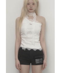 Lace One-shoulder Top (White)