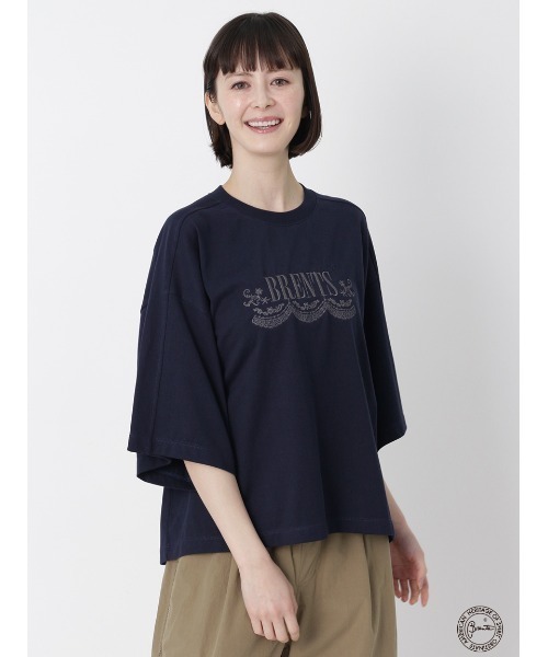 H.A.K(ハク)の「H.A.K×BRENTS プレミアム天竺ロゴレースクロップ丈Tシャツ(Tシャツ/カットソー・レディース・ホワイト/ブラック/ネイビー・FREE)」の3枚目の写真