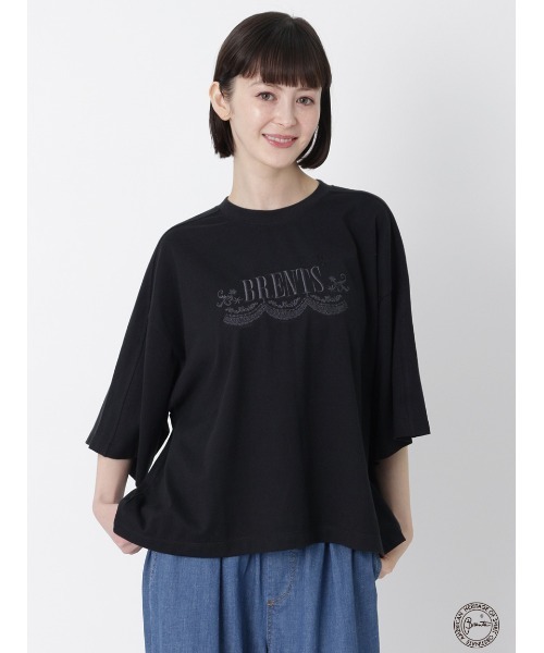 H.A.K(ハク)の「H.A.K×BRENTS プレミアム天竺ロゴレースクロップ丈Tシャツ(Tシャツ/カットソー・レディース・ホワイト/ブラック/ネイビー・FREE)」の2枚目の写真