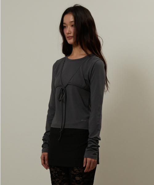 GIMOR（ギマー）の「Tie Bustier Long Sleeve Charcoal（Tシャツ/カットソー・レディース・その他・SMALL）」の3枚目の写真