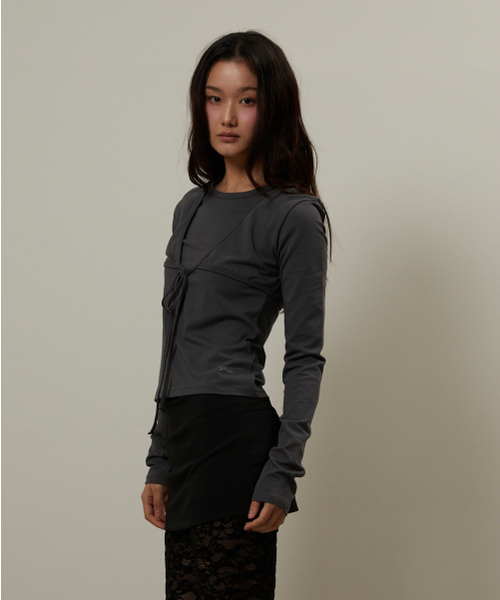 GIMOR（ギマー）の「Tie Bustier Long Sleeve Charcoal（Tシャツ/カットソー・レディース・その他・SMALL）」の5枚目の写真
