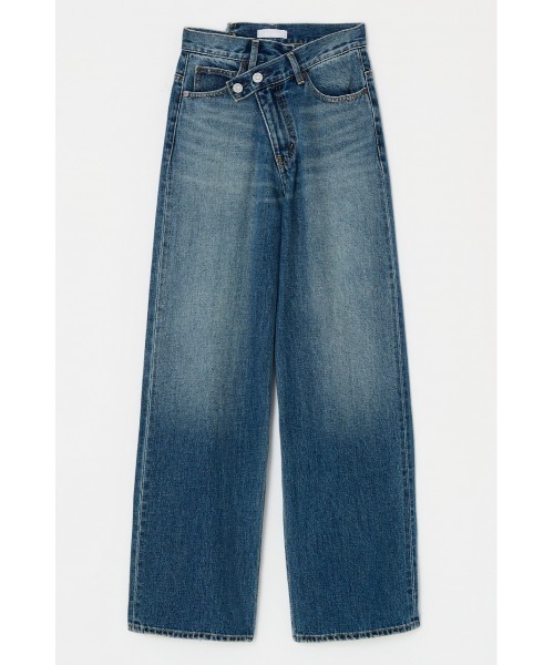 MOUSSY(マウジー)の「CROSS WAIST WIDE STRAIGHT(S) / クロスウエストワイドストレート ショートサイズ(デニムパンツ・レディース・ダークブルー/ブラック/ライトブルー・0)」の14枚目の写真