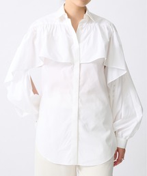 【GURTWEIN/ガーウィン】Cotton poplin ruffled bat sleeve shirts