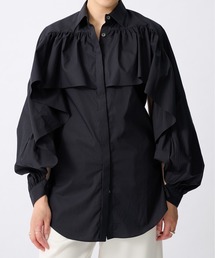 【GURTWEIN/ガーウィン】Cotton poplin ruffled bat sleeve shirts