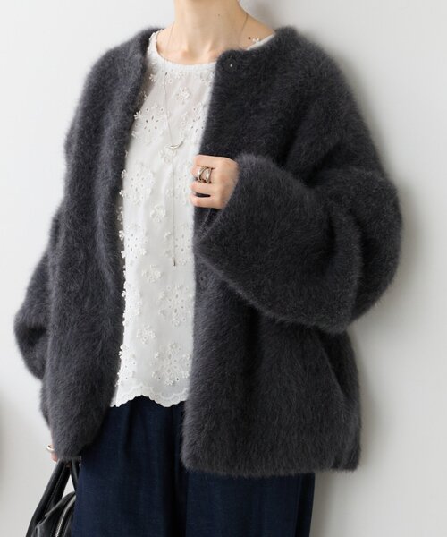 BEARDSLEY(ビアズリー)の「ファーニットコートショート(その他アウター・レディース・ブラック/グレー・FREE)」の2枚目の写真