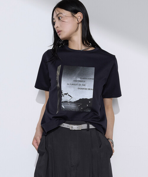 COMME CA(コムサ)の「〔 TALLサイズ 〕 スーピマコットンポンチ Tシャツ(Tシャツ/カットソー・レディース・ネイビー/ホワイト・15号)」の3枚目の写真