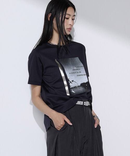 COMME CA(コムサ)の「〔 TALLサイズ 〕 スーピマコットンポンチ Tシャツ(Tシャツ/カットソー・レディース・ネイビー/ホワイト・15号)」の4枚目の写真