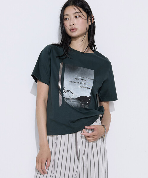 COMME CA(コムサ)の「〔 TALLサイズ 〕 スーピマコットンポンチ Tシャツ(Tシャツ/カットソー・レディース・ネイビー/ホワイト・15号)」の10枚目の写真