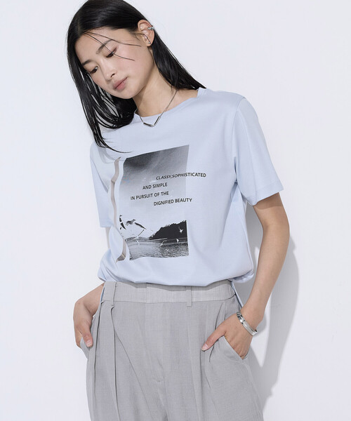 COMME CA(コムサ)の「〔 TALLサイズ 〕 スーピマコットンポンチ Tシャツ(Tシャツ/カットソー・レディース・ネイビー/ホワイト・15号)」の16枚目の写真