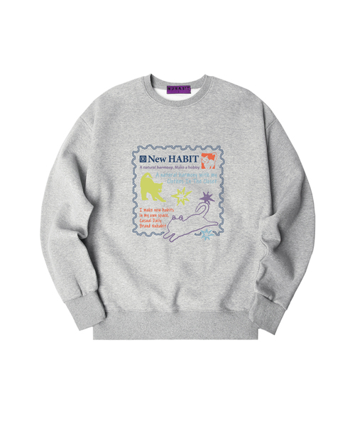 NUHABIT（ニューハビット）の「N/H POST オーバーサイズ 裏起毛 スウェット (GOM4-6NH1371)（スウェット・メンズ・ブラック/ホワイト/ライトグレー/アッシュグレー/ネイビー/アイボリー・MEDIUM/LARGE/X-LARGE）」の5枚目の写真